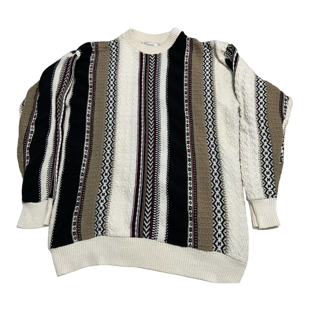 Vtg 90s Classics by Palmland 3D Textured Made in USA Coogi Style Sweater Mens L